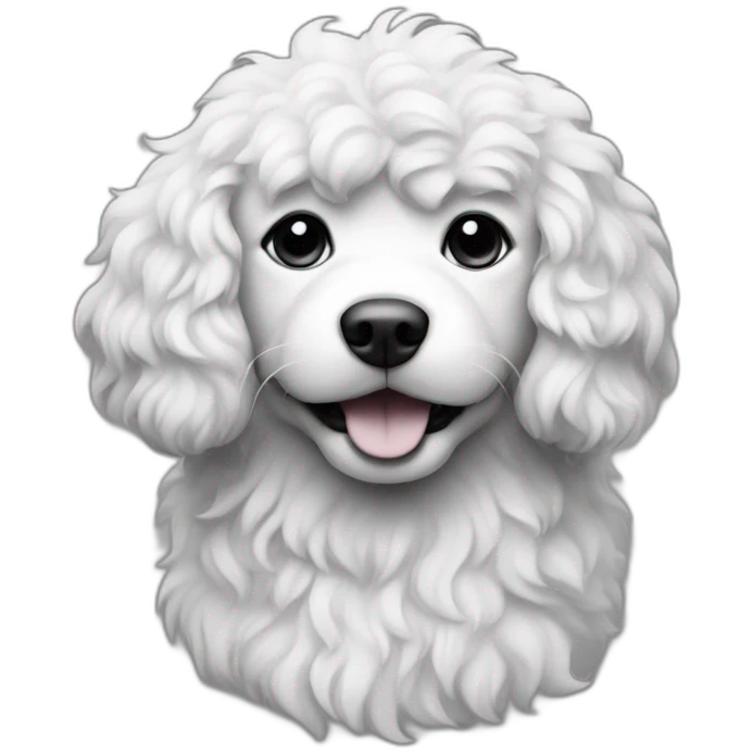 dog with curly fur in black and white emoji