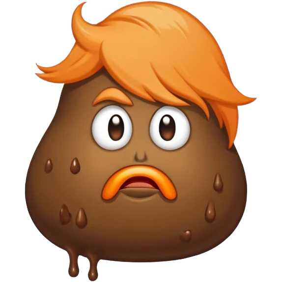 Blob of poop brown with orange with Donald Trump’s hair emoji