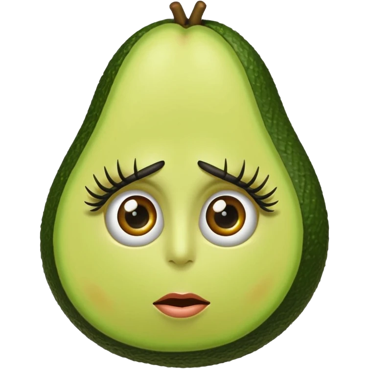 Aguacate con  pestañas ojos y uñas largas  emoji