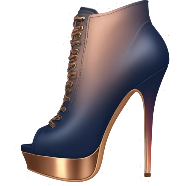 Realistic pair of navy,bronze,and rose gold ombre bootie spike heel shoes. emoji