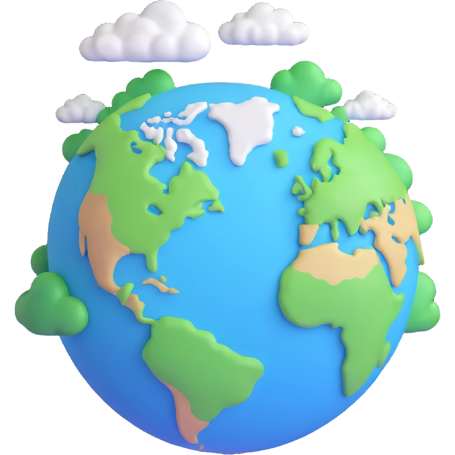 Earth from space, blue and green with clouds emoji