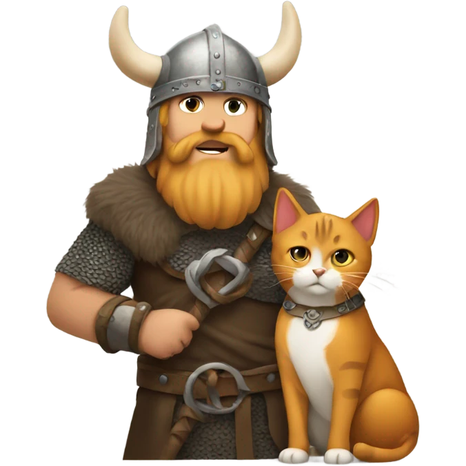 A Viking holding a cat emoji