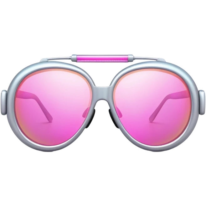 futuristic protective glasses with pink holographic lenses, high-tech design emoji