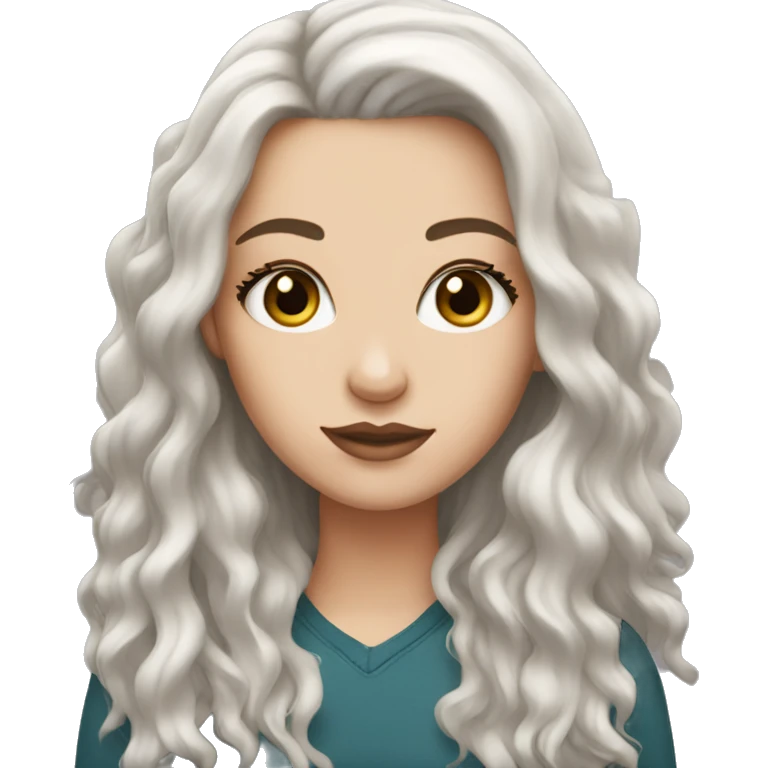 white girl with dark brown long hair and lashes emoji
