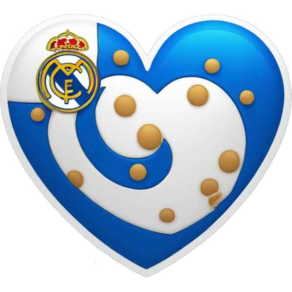Real Madrid logo in a heart, half white and the other half blue emoji