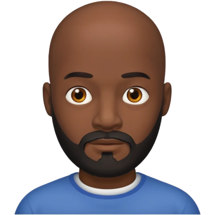 Dark skin bald man with black beard emoji