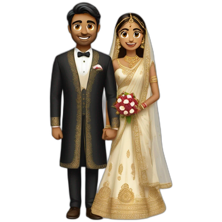 indian bride and tall groom emoji
