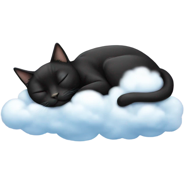 Black cat sleeping on cloud emoji