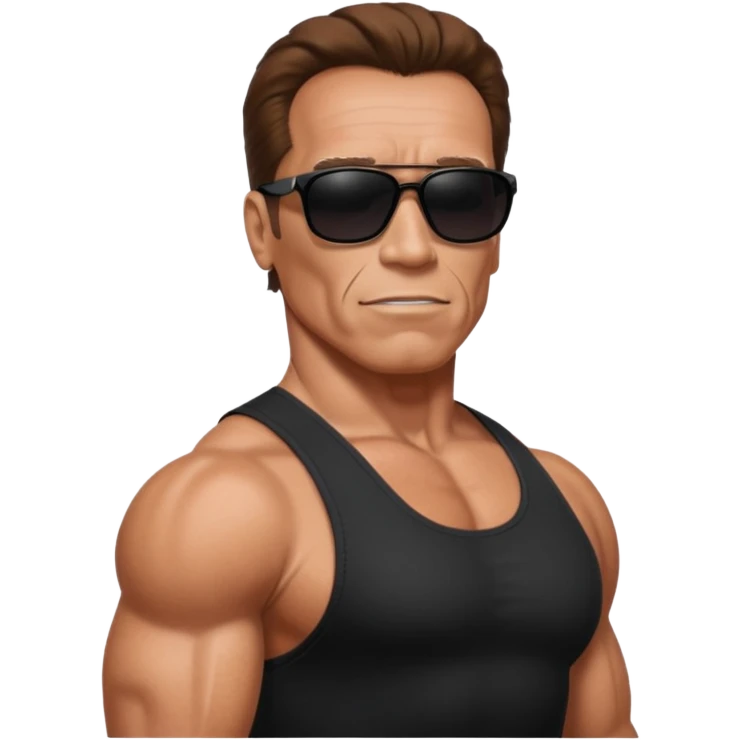 terminator shwartzneger only top in black galssess emoji