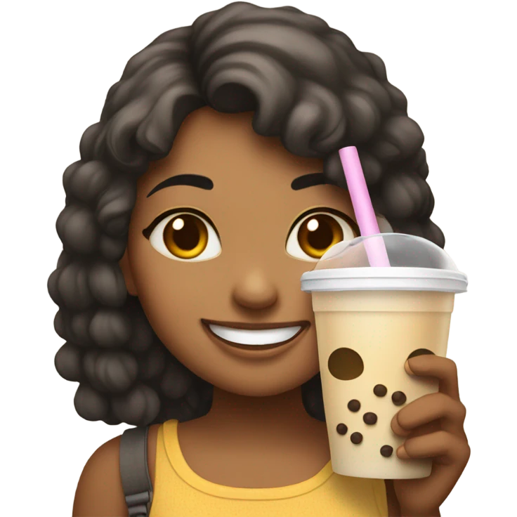 smiling girl wi to boba  emoji