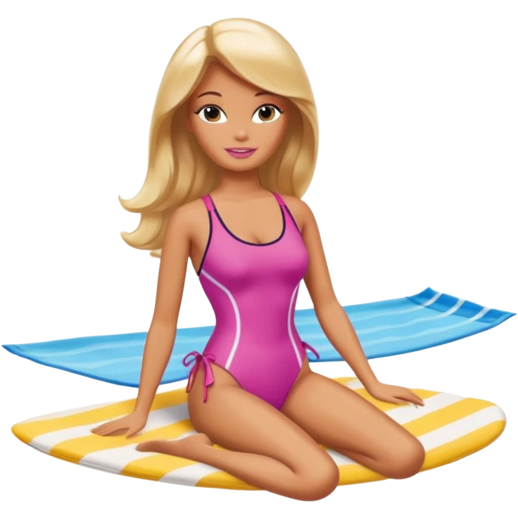 Barbie tanning on the beach  emoji