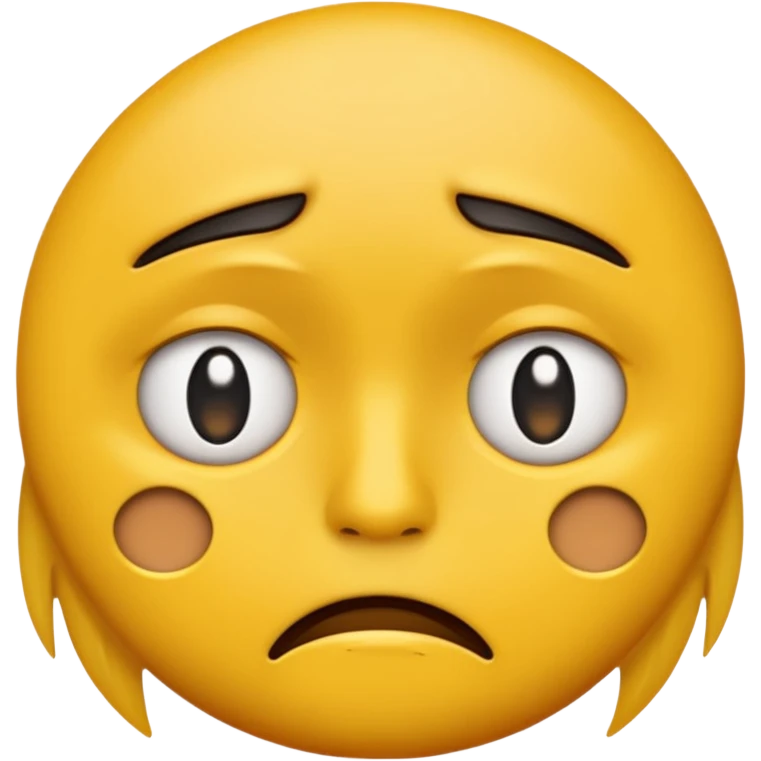 darkened yellow emoji face showing despair, Android Color Emoji style emoji