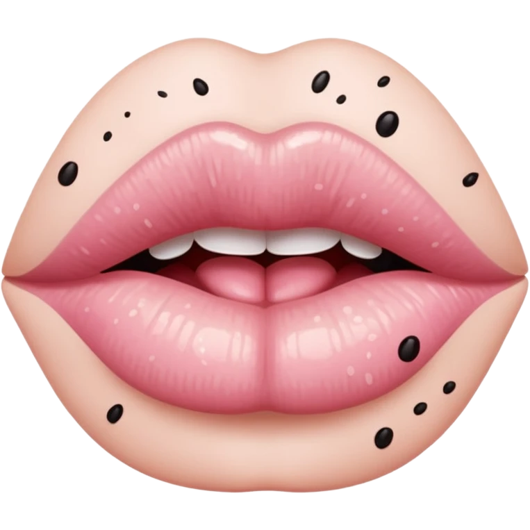 شفاه 👄 وردية فاتحة و مرقطة بالأسود حيث يظهر اللون الأسود ويكون أكثر واقعية  emoji
