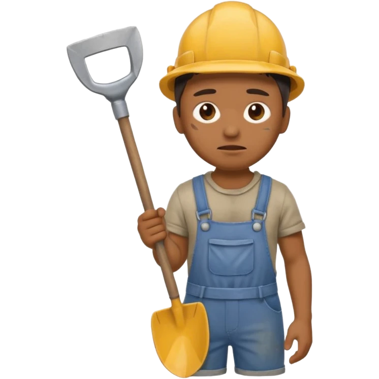  Emoji portrait of a mine slave. He has a somber expression and wears torn clothes, holding a shovel. emoji