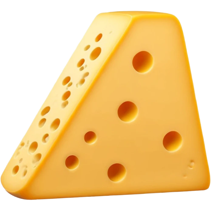 3D cartoon wedge of cheese with slightly smoother surface and one fewer hole, same size and shape, Memoji-style. emoji