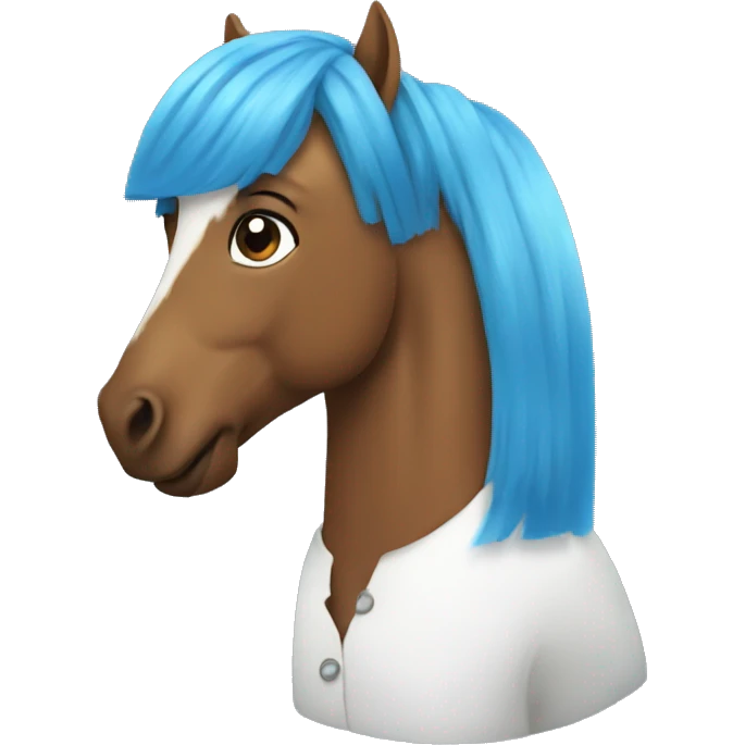 Horse with a blue wig emoji