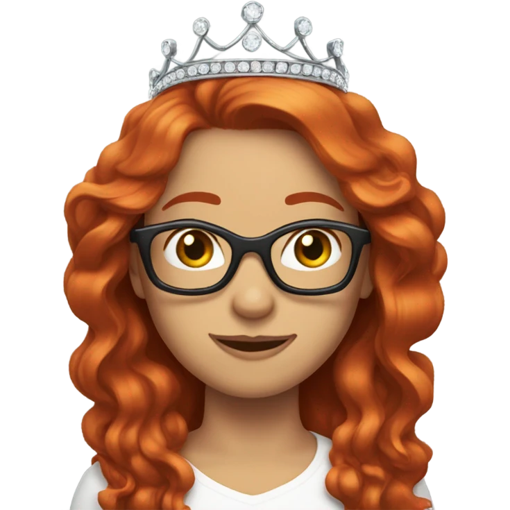 Long Redhead with tiara and glasses emoji