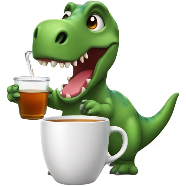 Dinosaur drinking cup of tea emoji