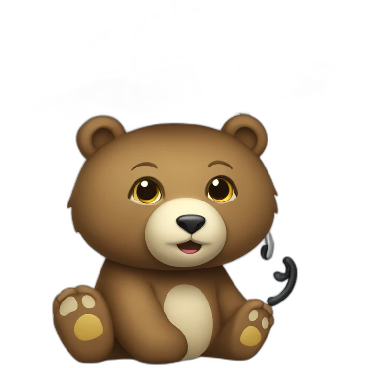 Chat dans les bras d’un ours avec parapluie emoji