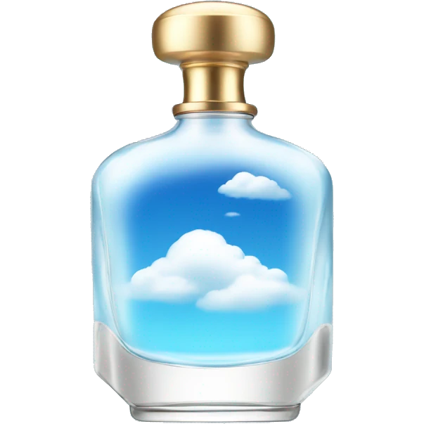 blue sky perfume bottle with white cloud display emoji