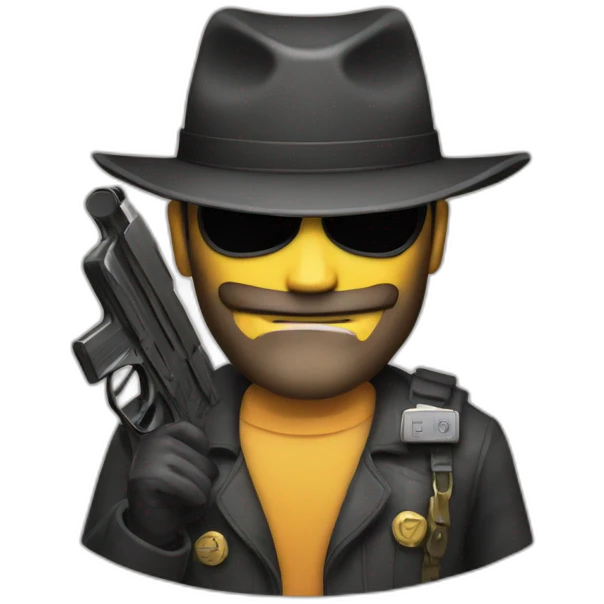 a big boss with a hacker mask and a gun emoji