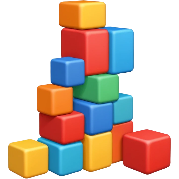 Block blast all forming an hexagon irregular but no hexagons, mized 3d emoji