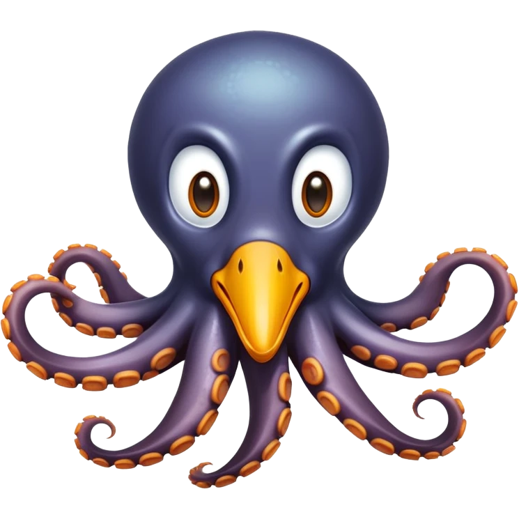 An octopus with penguin body and duck head emoji