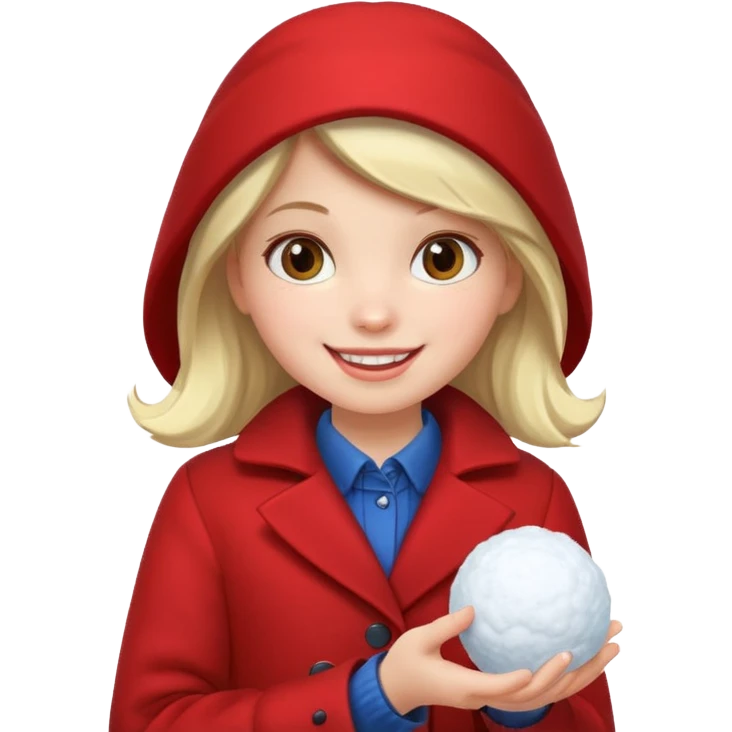 Girl in red with snowball











 emoji