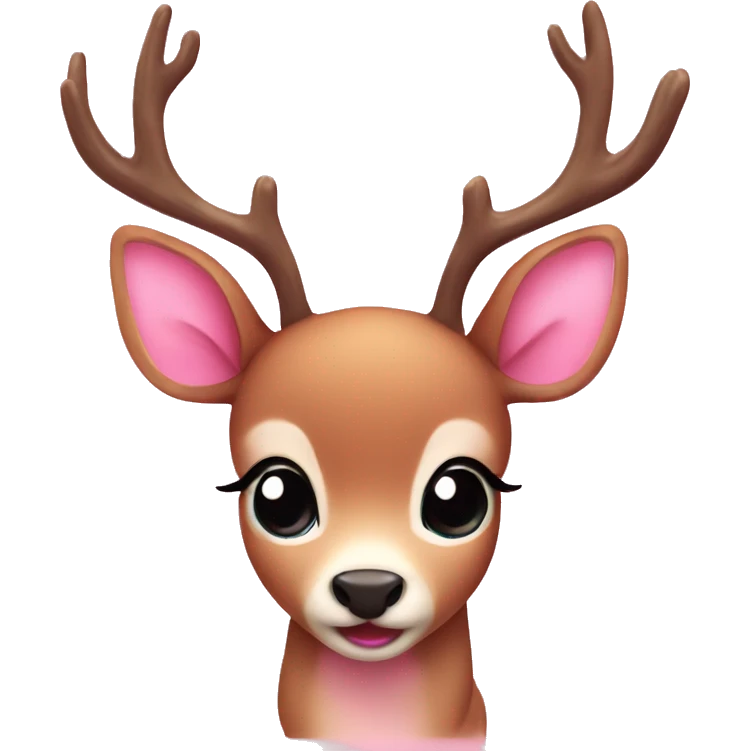 Cute cartoon deer pink emoji