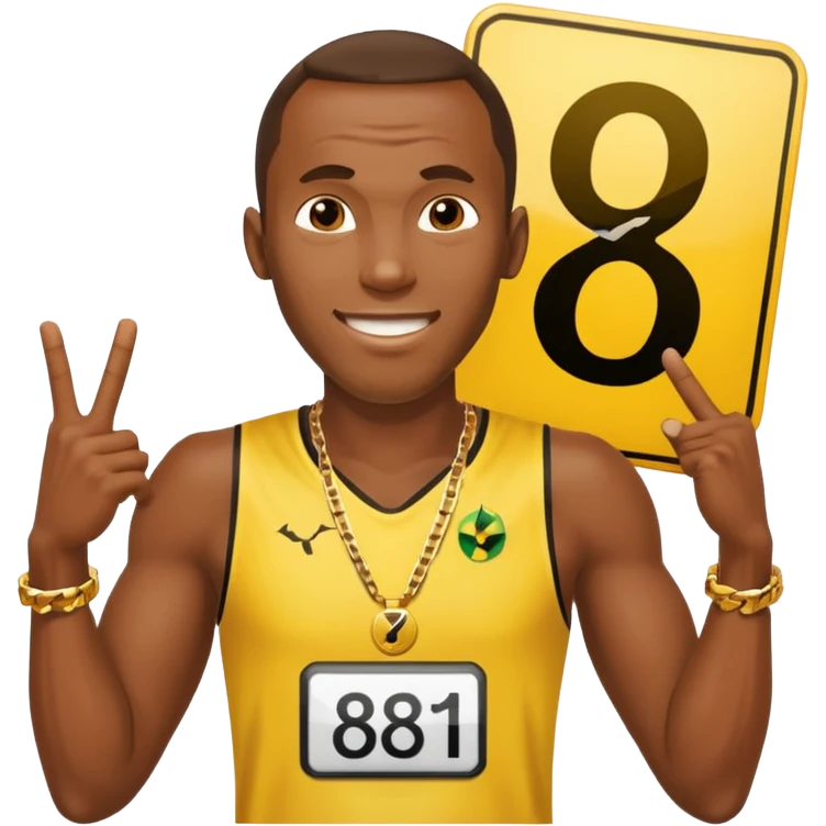 usain bolt avec un panneau affichant 9.58s derriere lui  emoji