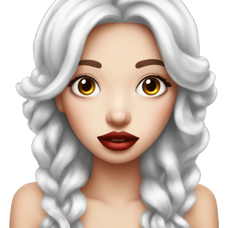 White Red hair girl with big lips big eye lashes showing her long nails emoji