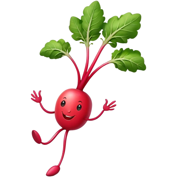 cool smiling radish with walking leg-shaped rootlets emoji