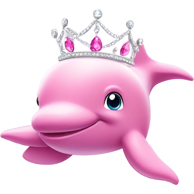 pink dolphin with a silver tiara and pink gems  emoji