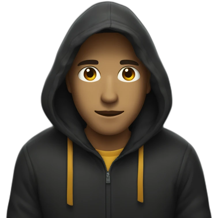 homme sombre avec une capuche et une tenue en or emoji