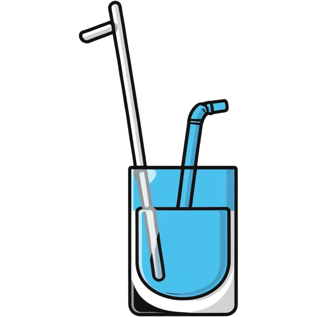 drinking water from glass with straw emoji
