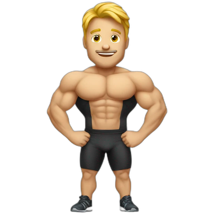 Gigached posing for fitness competition man emoji