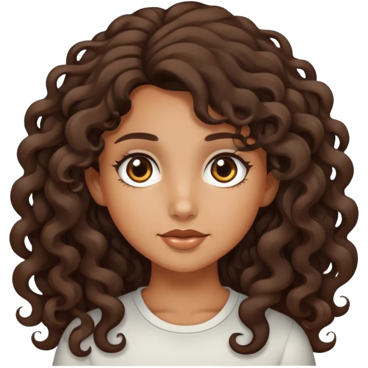 tan girl with long curly dark brown hair emoji