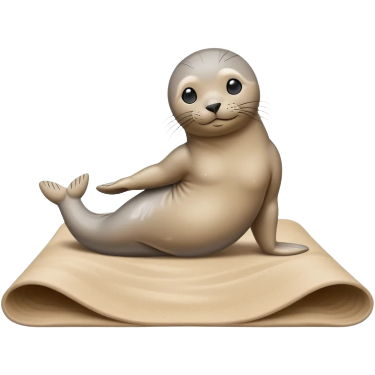 Seal on yoga mat on sand emoji