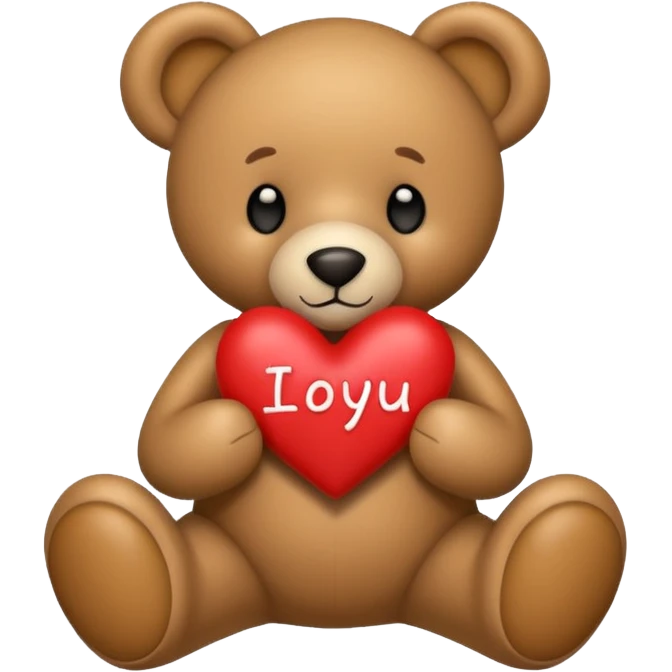 teddy bear with the words I love you written on it emoji