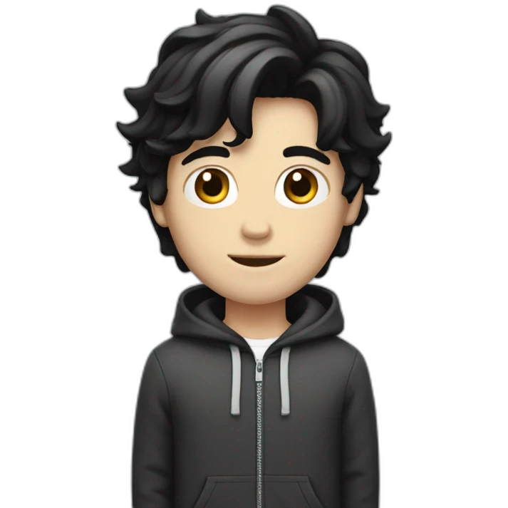 white boy with black hair and full body emoji