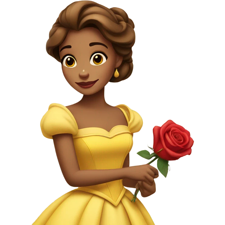 Belle from beauty and the beast with a rose emoji