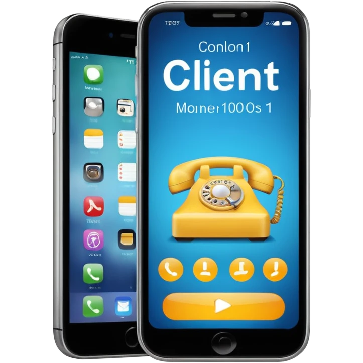 celular con llamada que diga "cliente 1" emoji