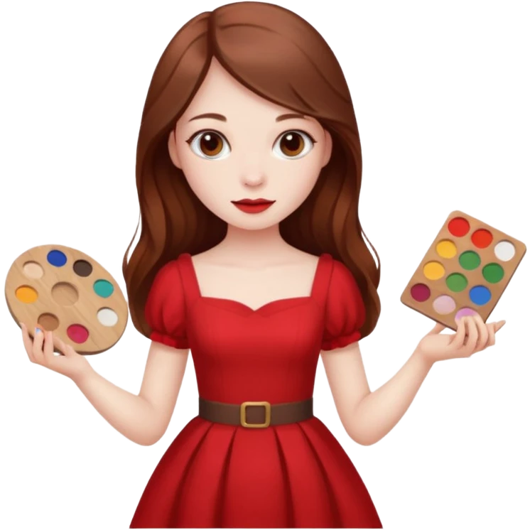 Una chica con una paleta y un vestido rojo y pelo largo emoji