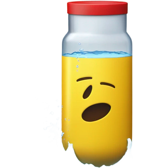 large yellow cylinder with two circles at the bottom and a red circle at the top with water coming out the top emoji