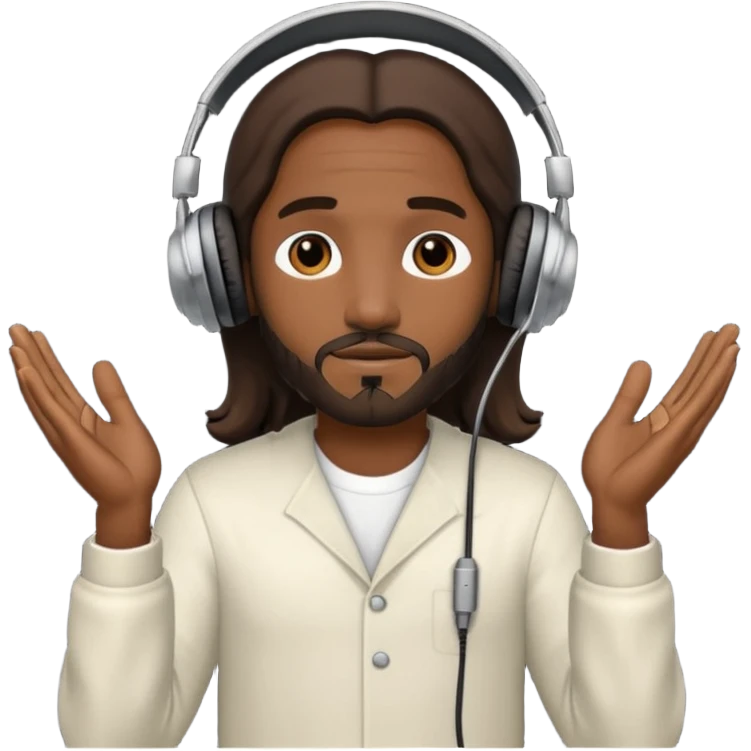 African American Jesus Christ giving someone a pair of headphones emoji