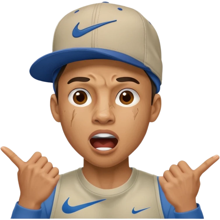 Ragazzo con cappello Nike mulatto che dice col Police in su emoji