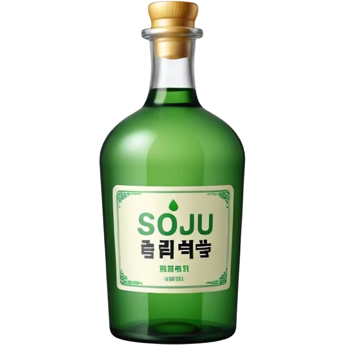 korean soju, green bottle with white label on it written 소주 emoji