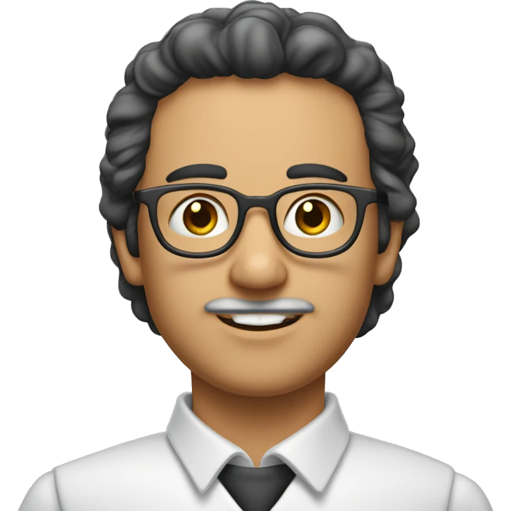 profesor joven moreno de pelo liso y blanco de piel sin gafas emoji