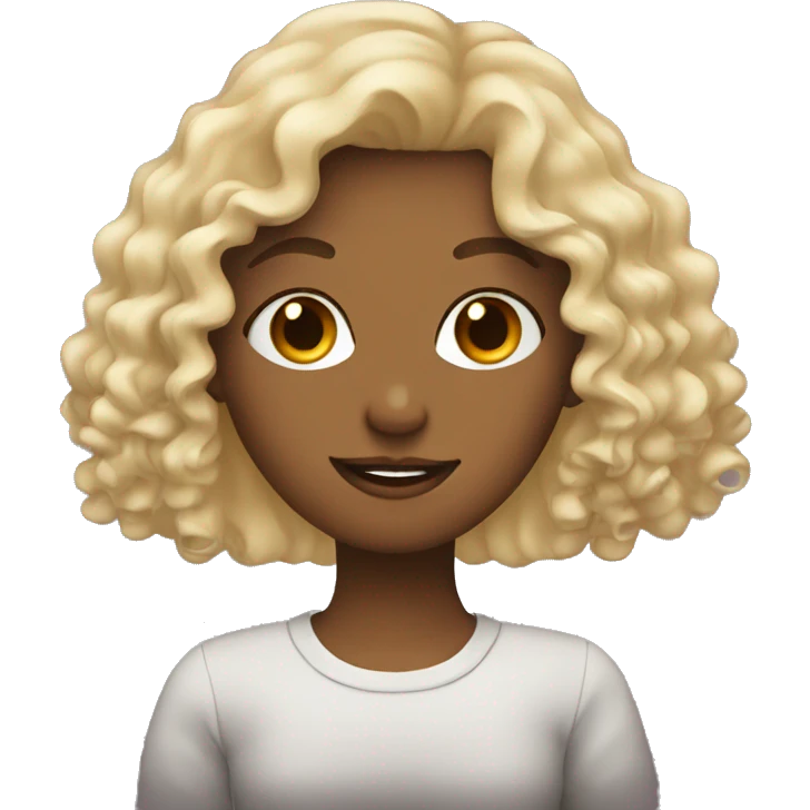 Girl with curly blonde hair drinking coffee emoji