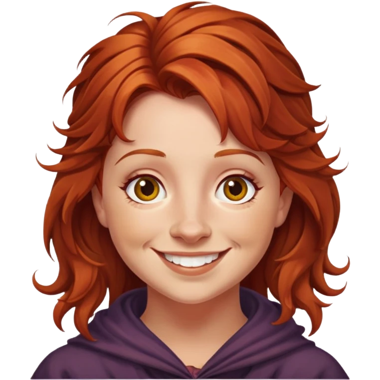 molly weasley, hair is a bit messy, smile emoji